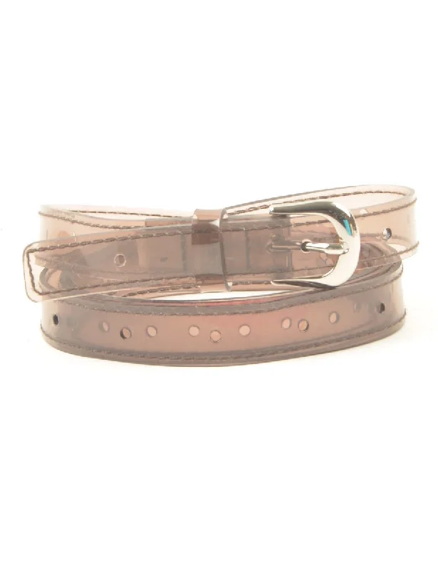 Brown Skinny Belt - L Sustainable Organic
