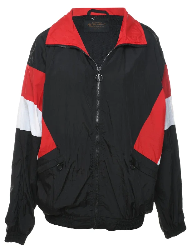 Black, White & Red Contrast Panel Nylon Jacket - M Compression