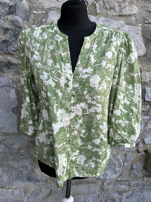 Green floral top uk 12 Youthful Women's Pop