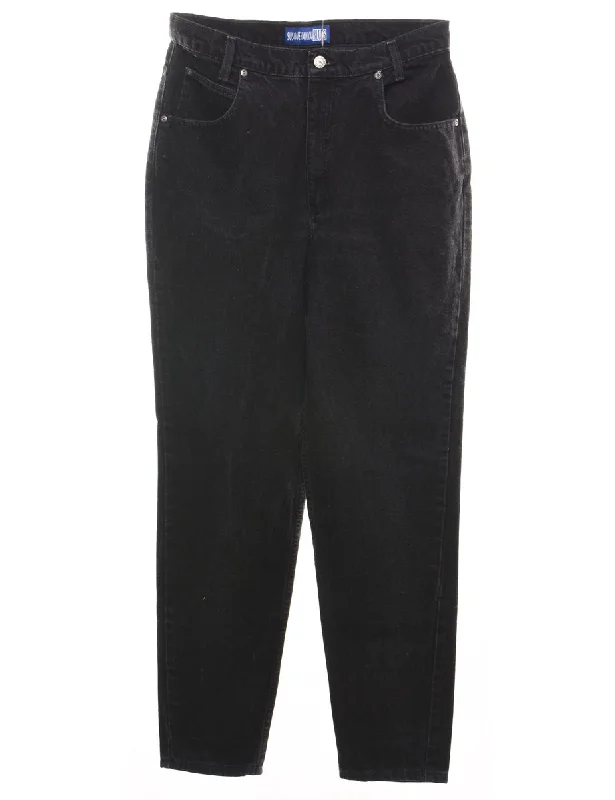 High Waist Black Tapered Jeans - W30 L30 British Gentlewoman Style