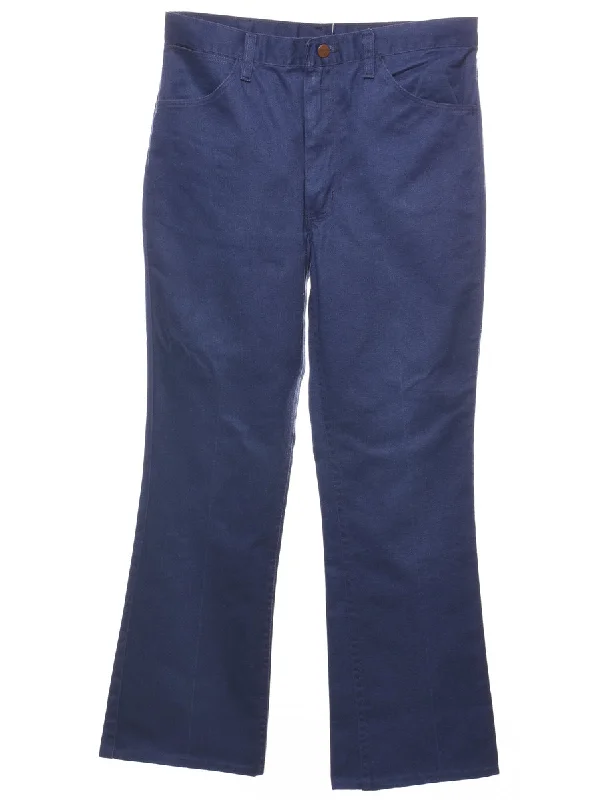 Navy Trousers - W32 L29 Vintage Women's 1970S 